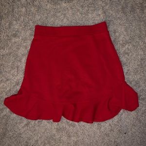 high waisted red skirt